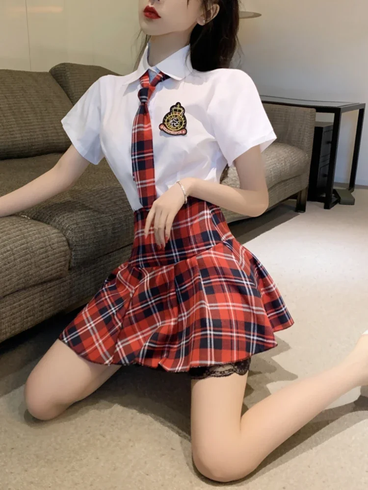 2024 Student Uniform Plaid Vintage High School Costumes Cosplay Schoolgirl Sweet Anime Role Play Dress Animation Show Garment