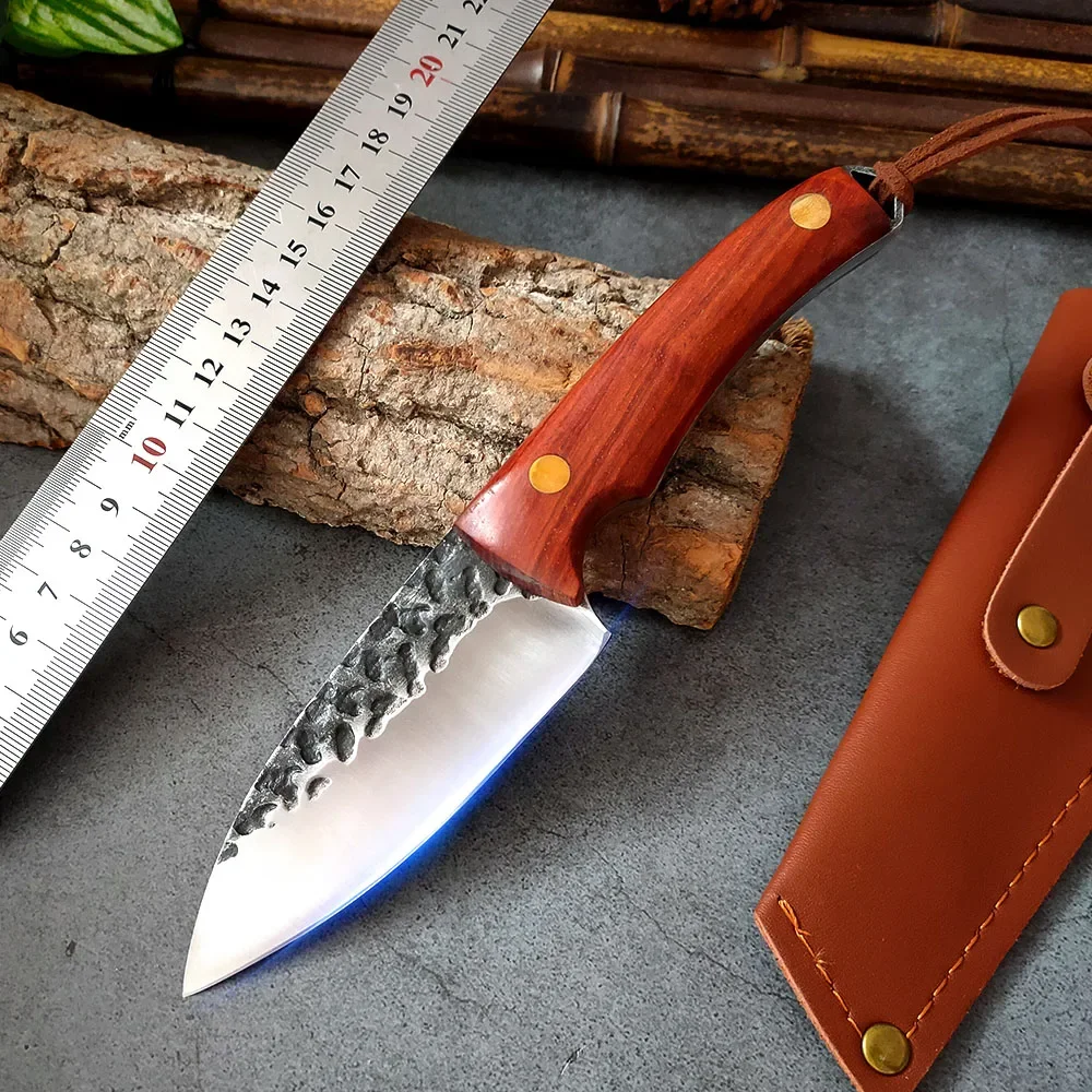 Outdoor Tactics Camping Integrated Survival Knife Handmade Forged Boning Knife Butcher Utility Survival Hunting Rescue Utensils