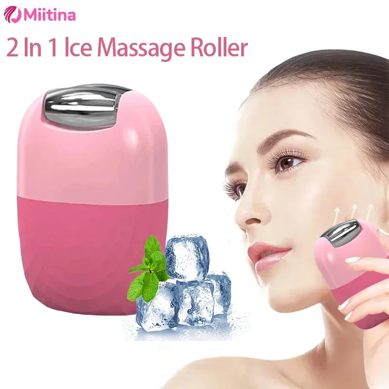 Upgrade 2 in 1 Ice Roller for Face Gua Sha Facial Roller Massage Relief Puffiness Skin Care Beauty Treatment Tool Face Massager