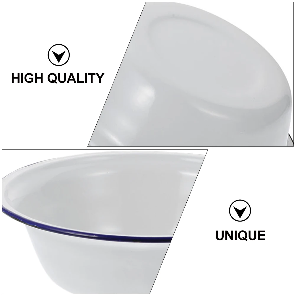 

4pcs Thickened Enamel Soup Bowls Retro Design Household Enamelware Creative Enamel Basin Simple Soup Bowl Practical Kitchenware
