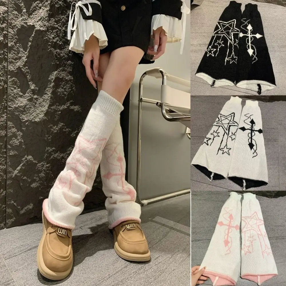 

Y2k Sweet Leg Warmers Cover Y2k Lolita Knitted Long Tube Socks Japanese Style Ruffles Calf Sleeves Winter