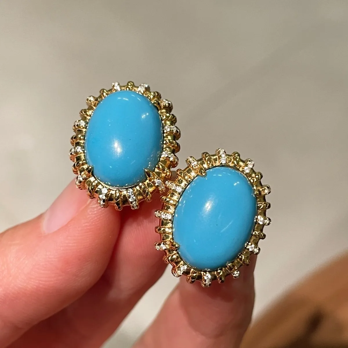 

Серьги с бирюзой из серебра 925 пробы, золотые 18 карат, большие серьги с бирюзовым яйцом голубя, винтажные серьги из кружева и циркона