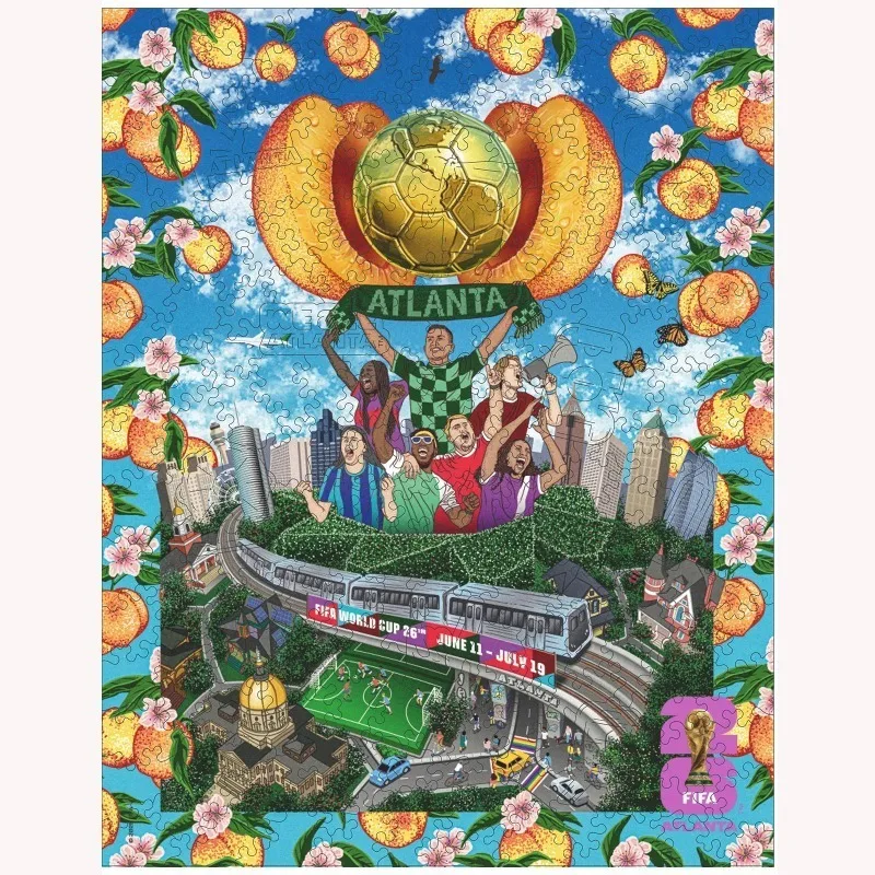 FIFA World Cup Atlanta City Theme Wooden Jigsaw Puzzle 200 Pieces Soccer Match Souvenir DIY Puzzle Collection Football Fans Gift