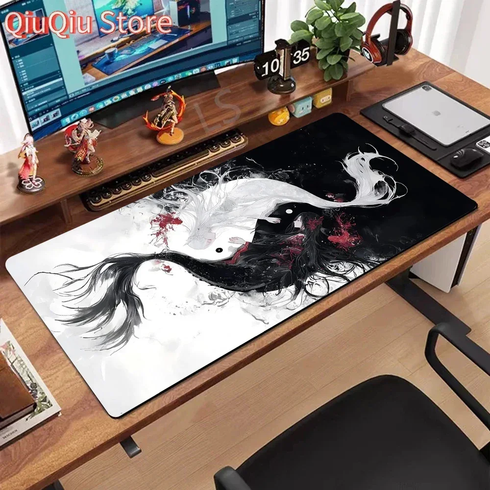 

Игровой коврик для мыши Koi Taichi, нейтральный настольный коврик, большой коврик для компьютерной мыши, большой коврик для геймеров, коврик для мыши