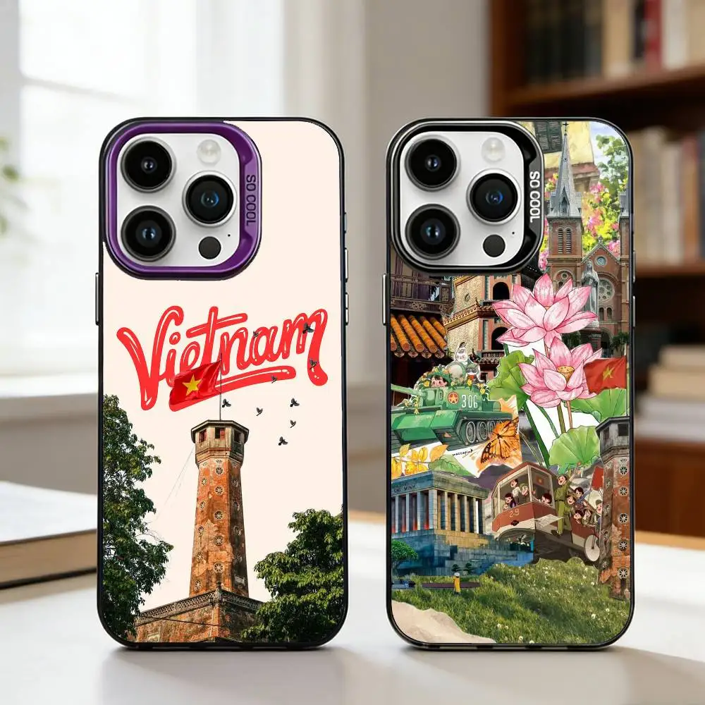 

V-Vietnam Phone Case For iPhone17,16,15,14,13,12,11,Pro,MAX Gray Matte Silicone Black Cover