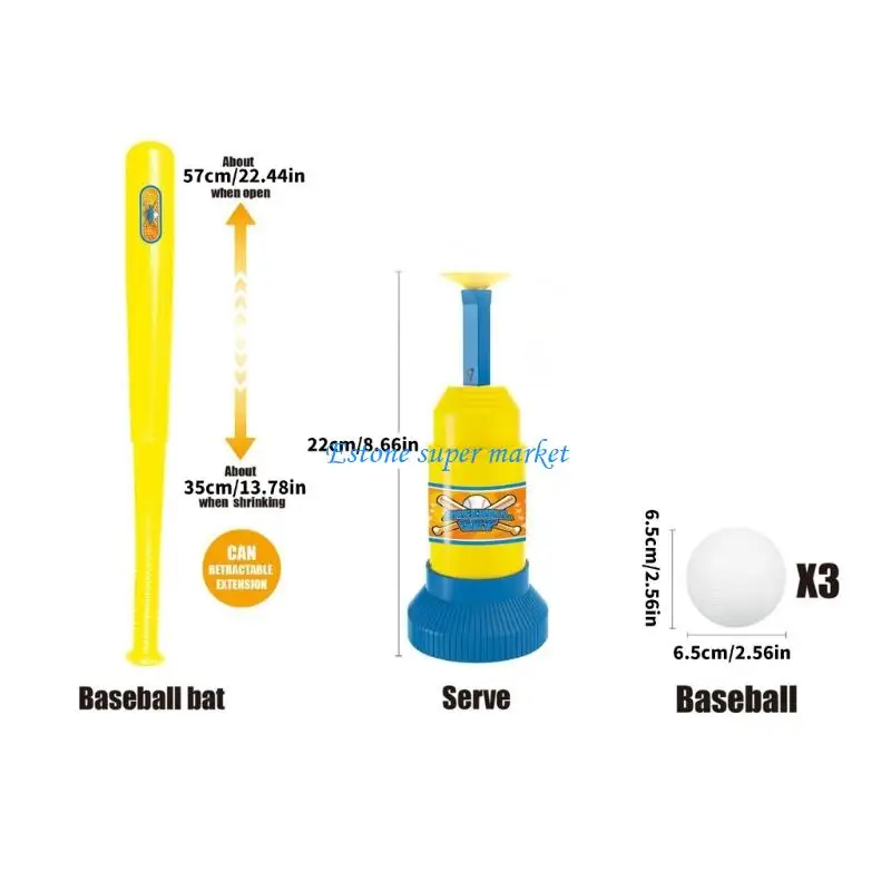 090B ปลอดภัยไม้เบสบอลและเหยือกเครื่องเบสบอลชุด 3 ลูกสำหรับ Backyard เบสบอล Batting การฝึกอบรมกีฬาเด็...