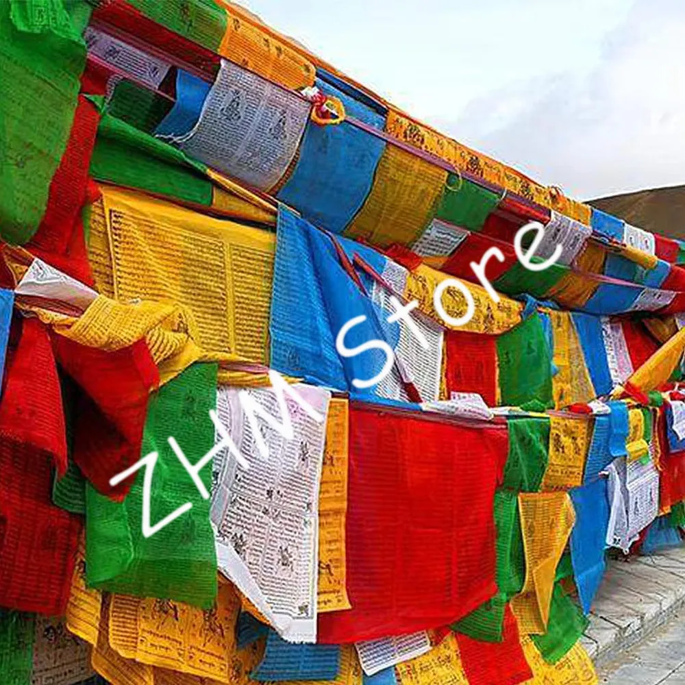 2 Rolls of Prayer Flags,7m Tibetan Prayer Flags,34 x 34 cm,Buddhist Prayer Flags,Prayer Flags Made of Polyester Fiber flags
