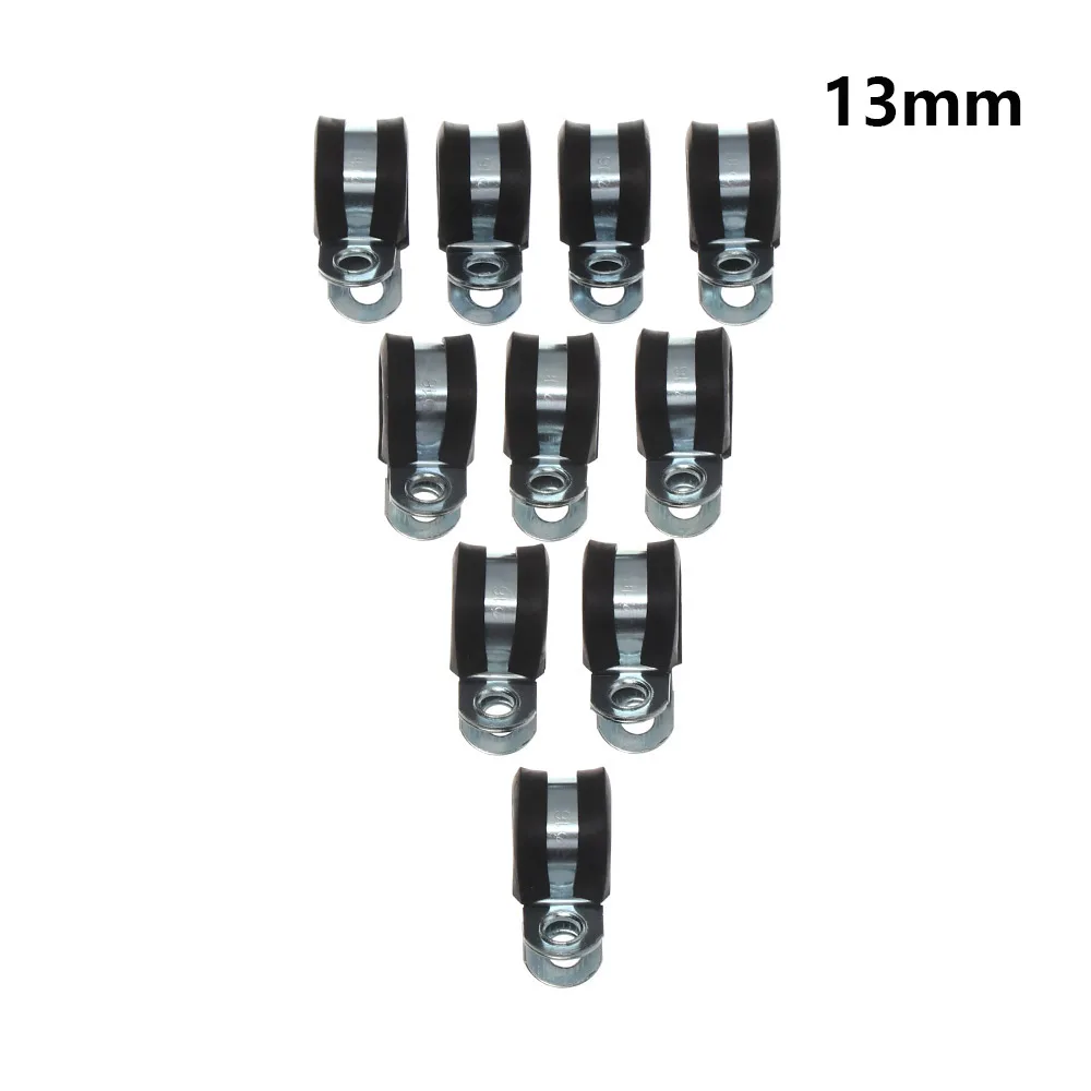 10Pcs Hot sale Hardware Electrical Fittings Metal Pipe Mounting Fix Wiring Hose Clamp Rubber Lined P Clips Cable Fasteners