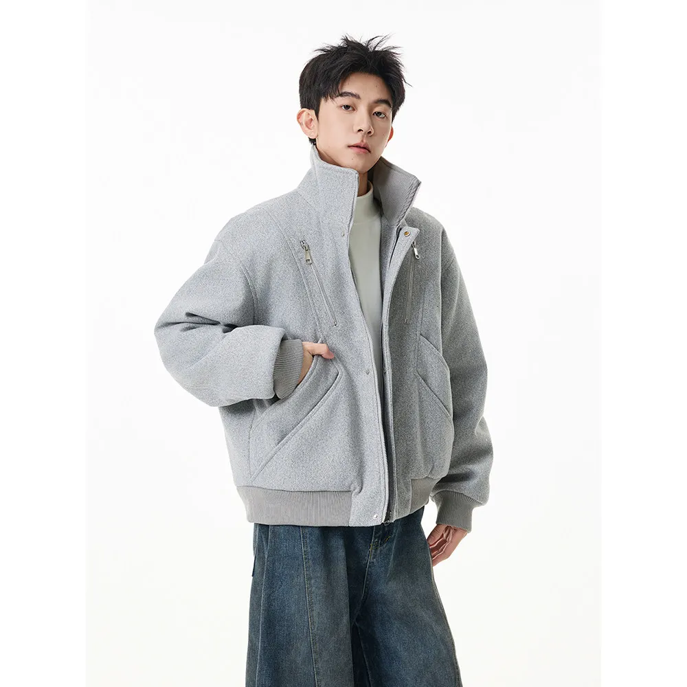 

Мужская демисезонная куртка-бомбер в американском стиле, ретро, класса люкс, на молнии, теплая, однотонная, повседневная, модная верхняя одежда