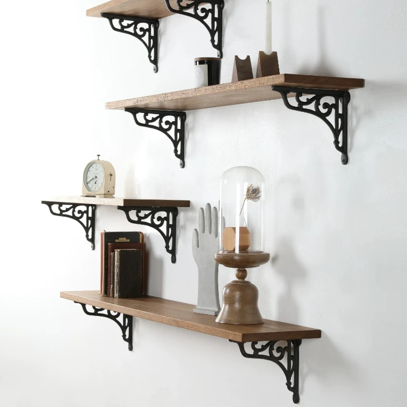 Vintage Distressed Cast Iron Shelf Bracket Triangle Mount Hardware Rack Wall Board Bearing Holder Home Retro Decor Accessory