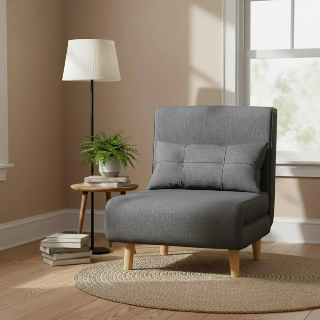 Convertible Sleeper Chair Bed 6-Angle Backrest Dark Gray, Customized