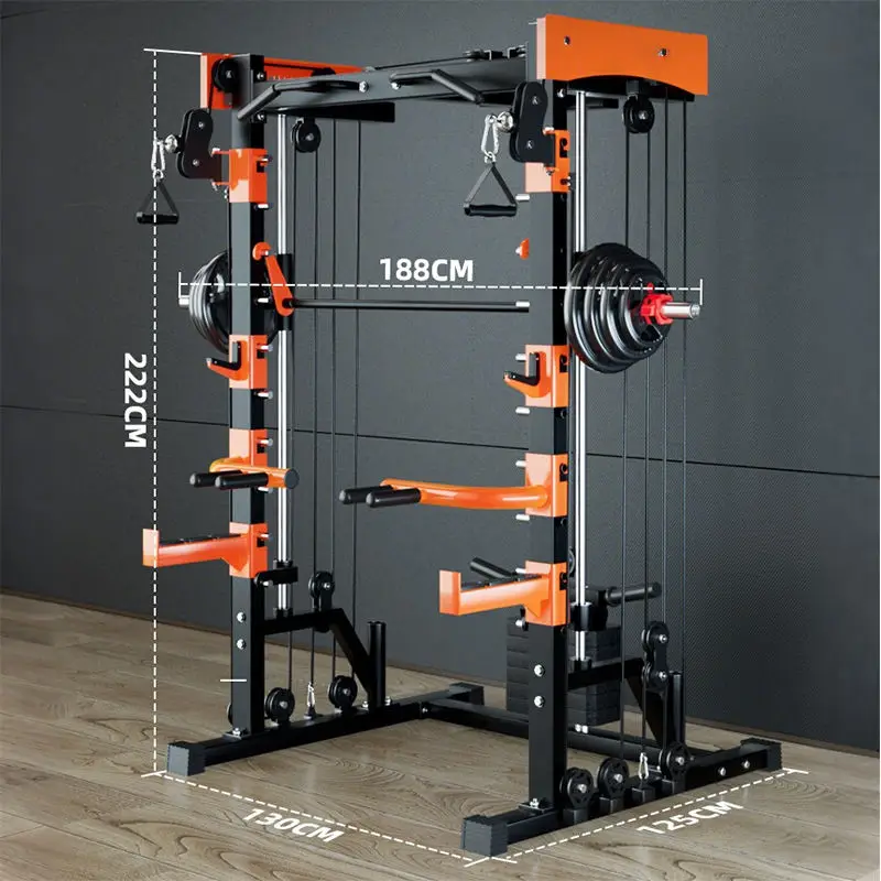 2026 High Quality Smith Machine Multi Functional Power Rack Full Set Lat Pull Down Low Row Smith Machine for Gymspromote sales