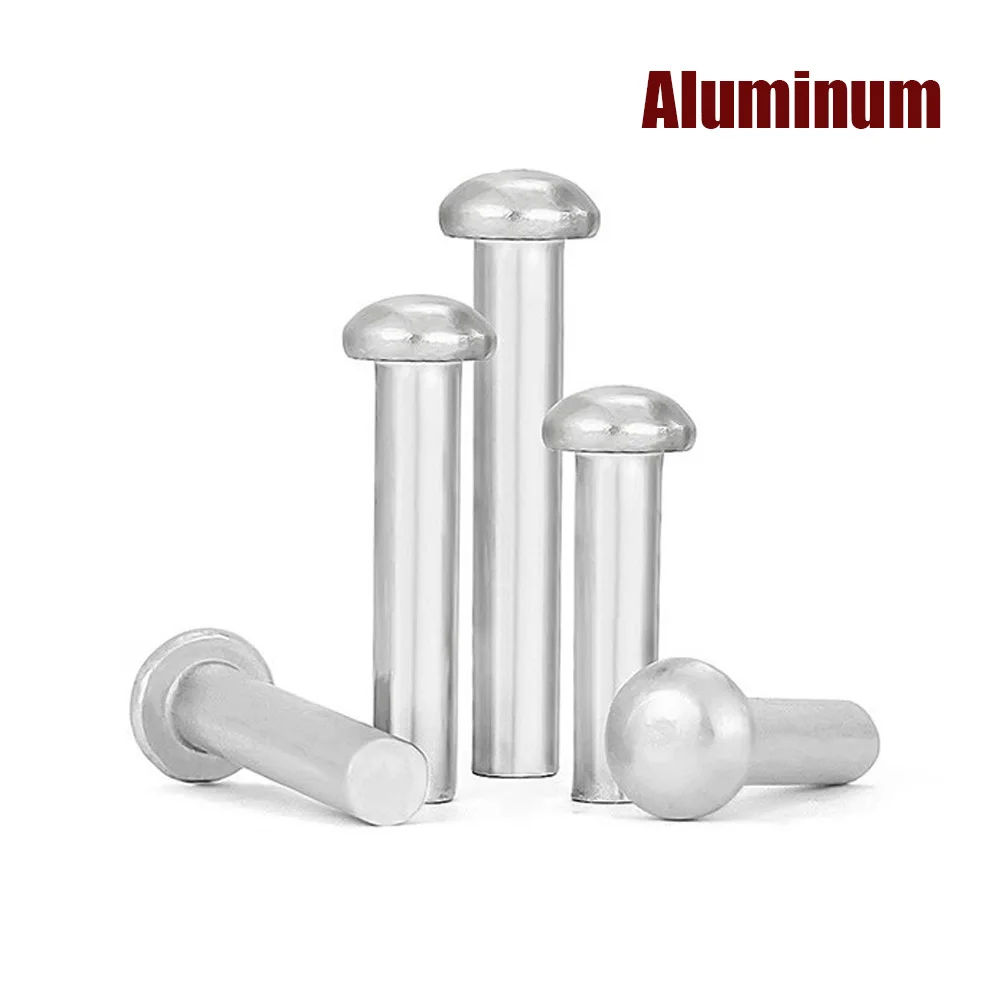 2/100pcs M2 M2.5 M3 M4 M5 M6 M8 M10 Solid Aluminum GB867 Button Semi Dome Round Head Percussion Punch Self-plugging Rivet