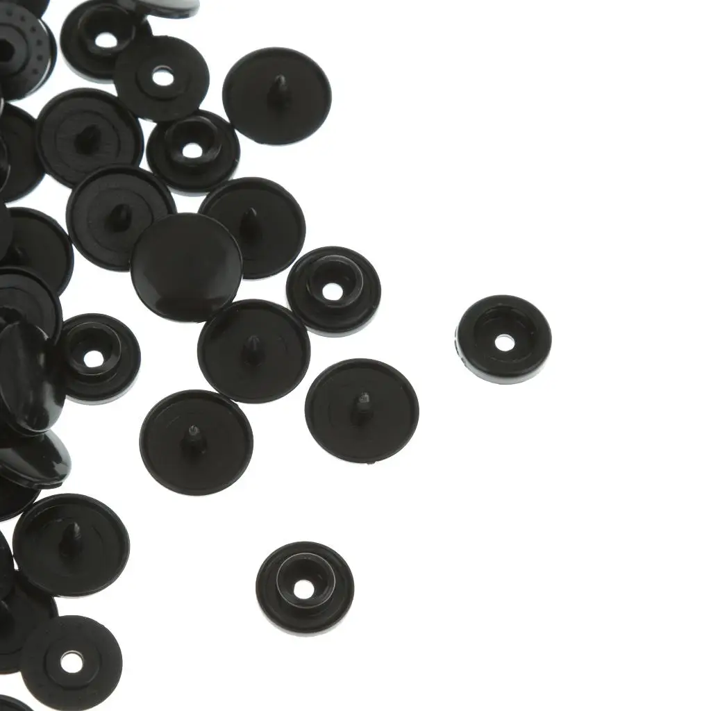 T5 Round Resin Snap Buttons Snap Fastener Set Black Poppers for DIY Sewing and Crafts