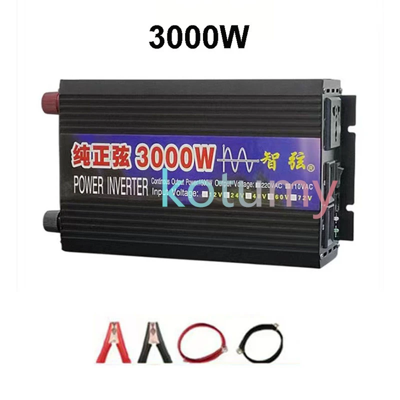 2000W 3000W 4000W Pure Sine Wave Inverter DC 12V24V48V60V to AC 220V Power Solar Car Inverters Household Use