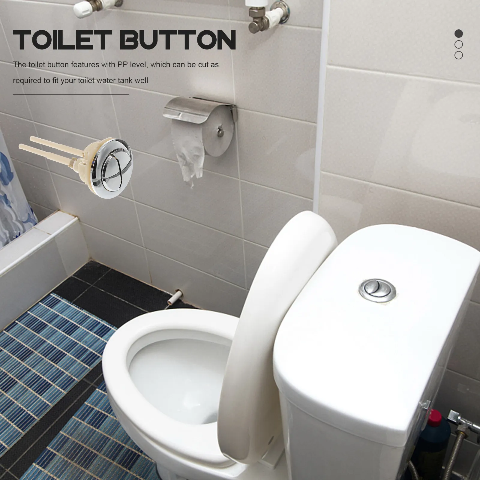 

4Pcs Dual Push Toilet Flush Button for Water Tank Replacement Easy Install 48Mm Round Head PP Material Dual Flush Water Saving