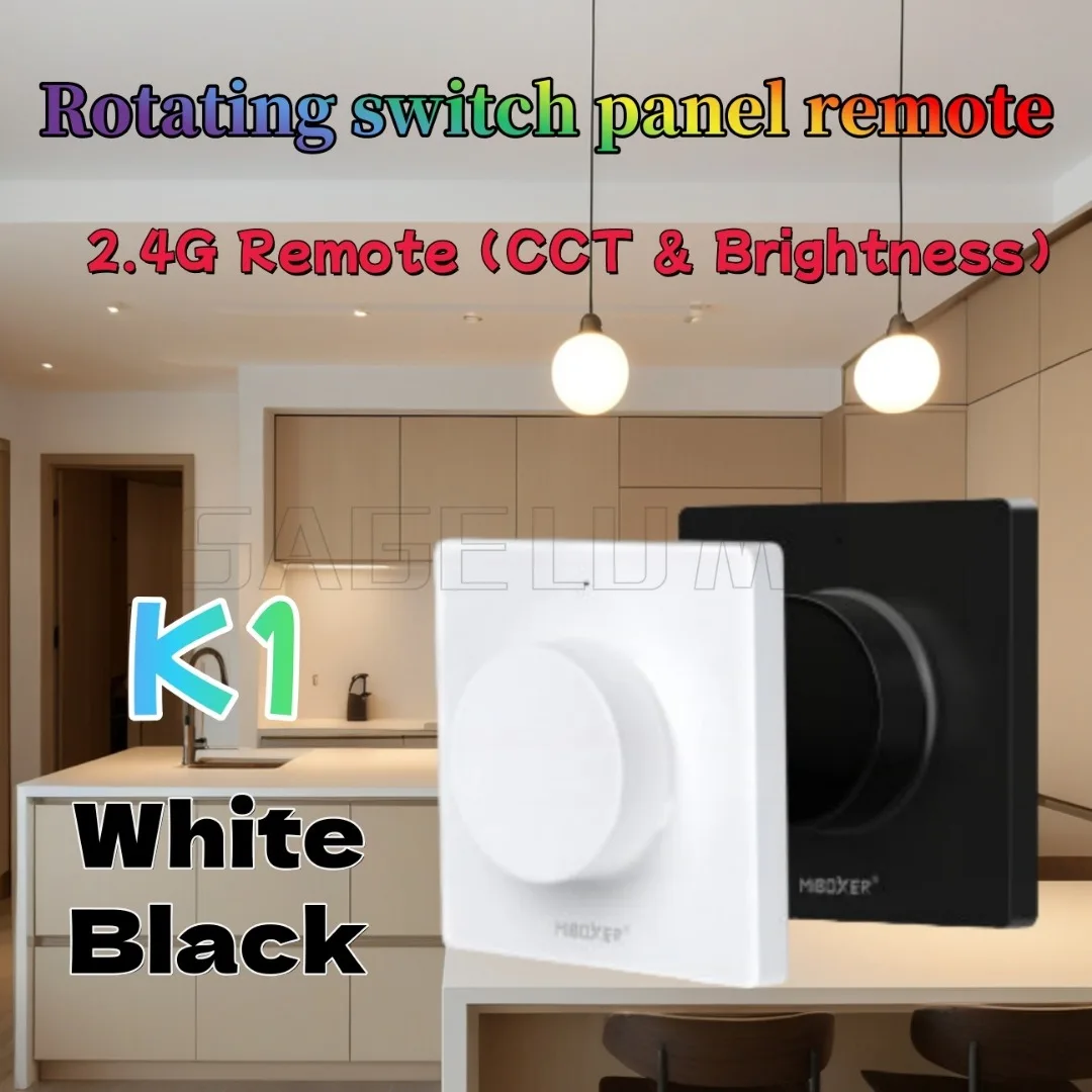 

K1 NEW 2.4G Remote (CCT&Brightness) For CCT Single Color LED Strip Lamp Battery Powered Wall Mounted Rotating Switch Controller