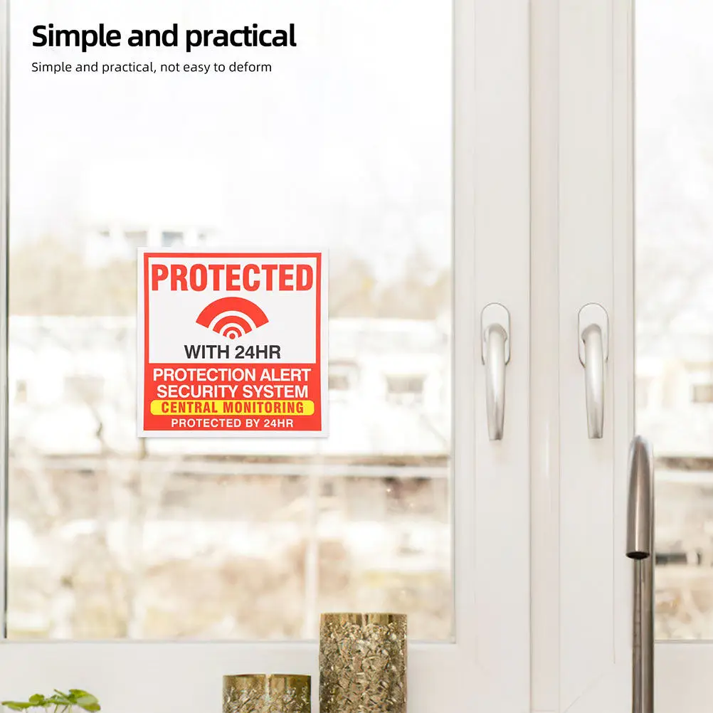 50Sheets Alarm Window Stickers Security Warning Decals Peel Household Commercial Door Window Protection Deterrent Bright