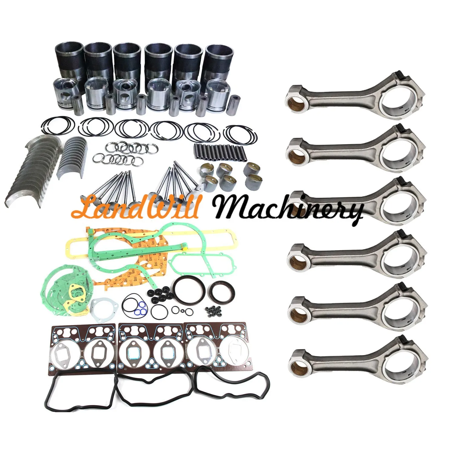 Overhaul Rebuild Kit + 6pcs Connecting Rod Fits For Doosan Daewoo D1146N