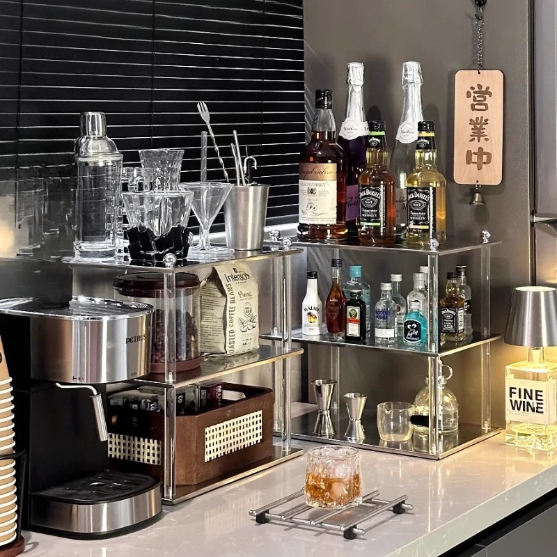 

Кухонный органайзер для специй из нержавеющей стали, многофункциональная полка для винной витрины, офисная чайная комната, кружка для хранения, домашняя стеллаж для хранения косметики