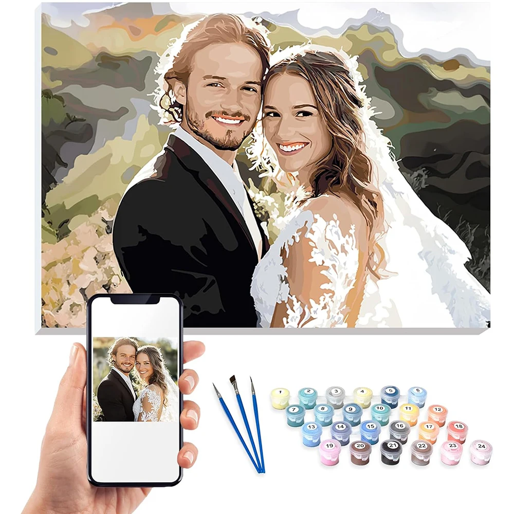 EverShine DIY Foto-Malerei nach Zahlen, Leinwandbilder nach Zahlen, personalisiertes Foto, individuelles Wandkunstwerk für Zuhause und Schlafzimmer