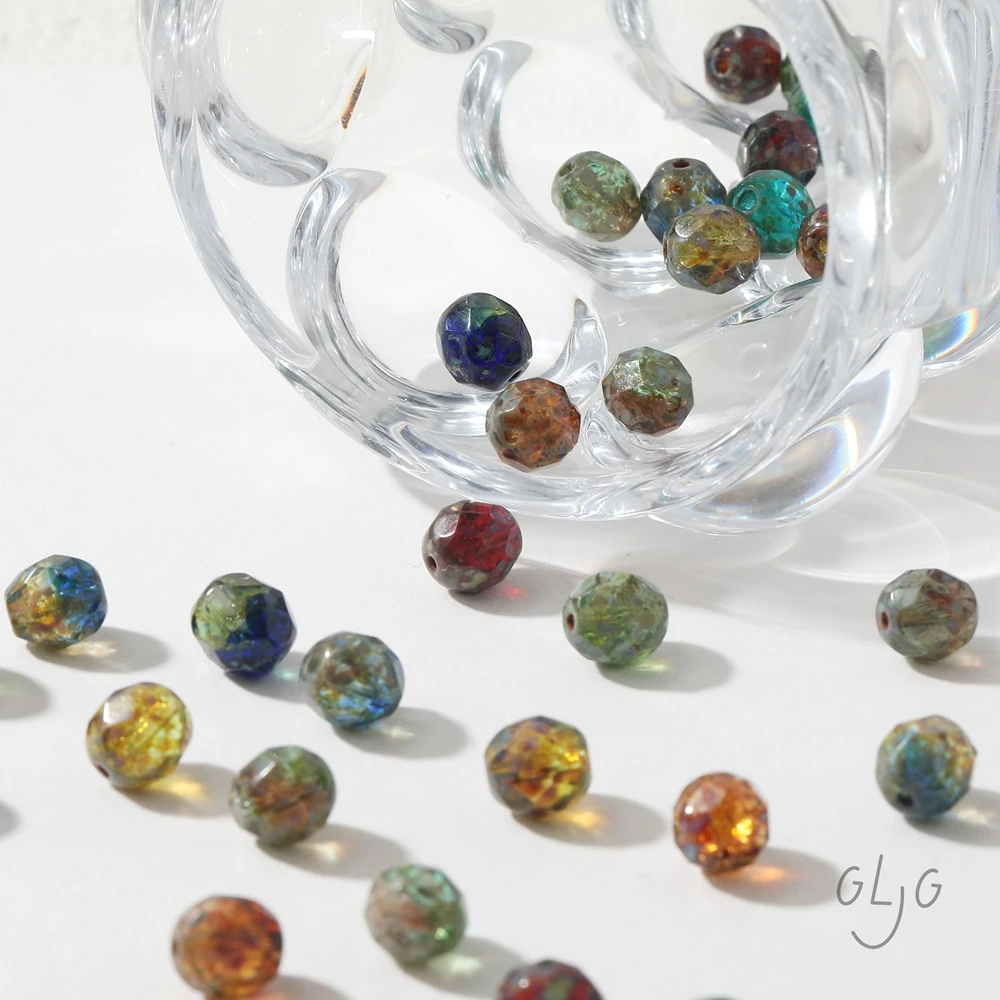 8 pezzi di vetro smaltato ceco onda trasparente perline di ananas braccialetto collana risultati accessori gioielli fai da te forniture