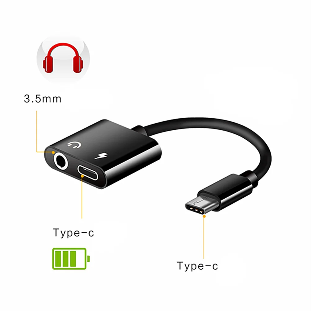 Аудиоадаптер USB типа C на 35 мм Кабель 2 в 1 Type-C на 35 мм Разъем Стерео наушники Микрофонный адаптер Aux Конвертер Зарядный адаптер