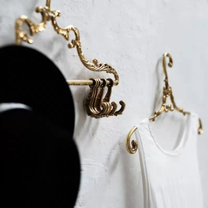 American Luxury Clothes Hanger Solid Brass Wedding Dress Hangers Heavy Wardrobe Clothes Coat Hangers Gold Decoration Metal Rack