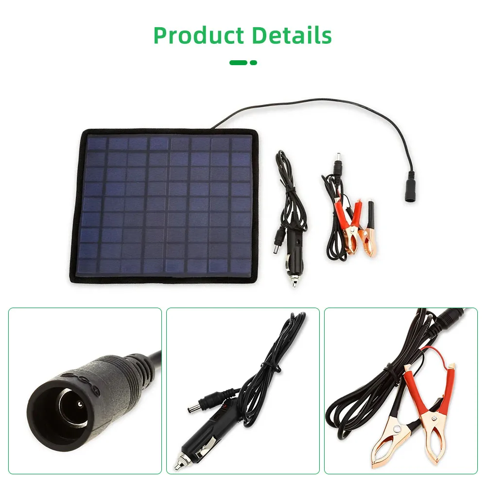 5.5W 18V Flexible Battery Solar Panel Charger for Car Boat RV Trailer Camper Automotive Motorcycle Snowmobile with DC Chargers