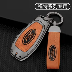 Leather Car Smart Key Case Cover Shell For Ford Focus 3 4 ST Mondeo MK3 MK4 Fiesta Fusion Kuga Ecosport Protect Fob Accessories