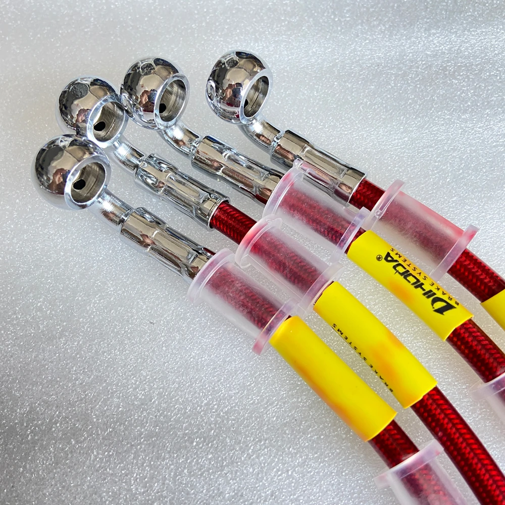 Red 400 To 2200mm Hydraulic Brake Hose DOT Oil Pipe Line Braided Cable 10mm Banjo Chromium Plating For Universal
