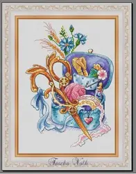 Needlework  Cross stitch Handmade 14CT Counted Canvas DIY,Cross-stitch kits,Embroidery Copper scissors and sewing box 28-35