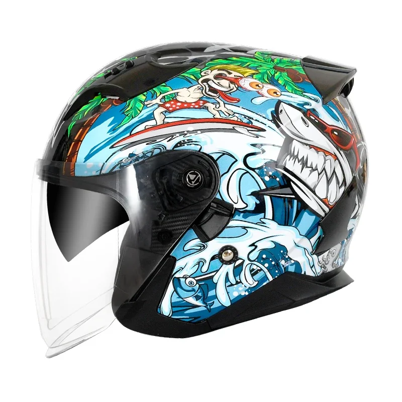 YEMA 637S Motorcycle helmet men women the four seasons half helmets Moto M L XL 2XL Anti fogging helmet motocross