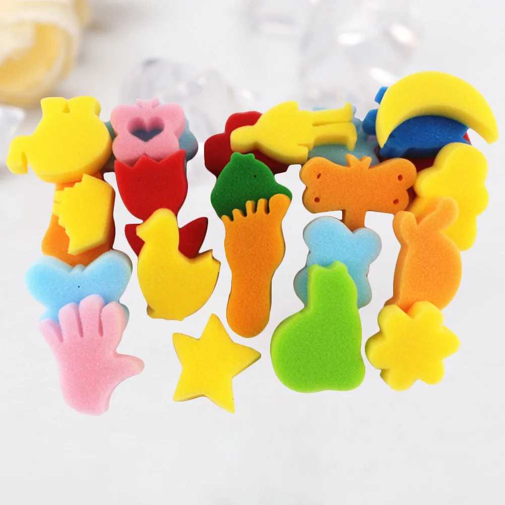 

48Pcs Sponge Painting Stamper Set Colorful Animal Shapes Plastic Handle Creative DIY Painting Tools for Art Craft