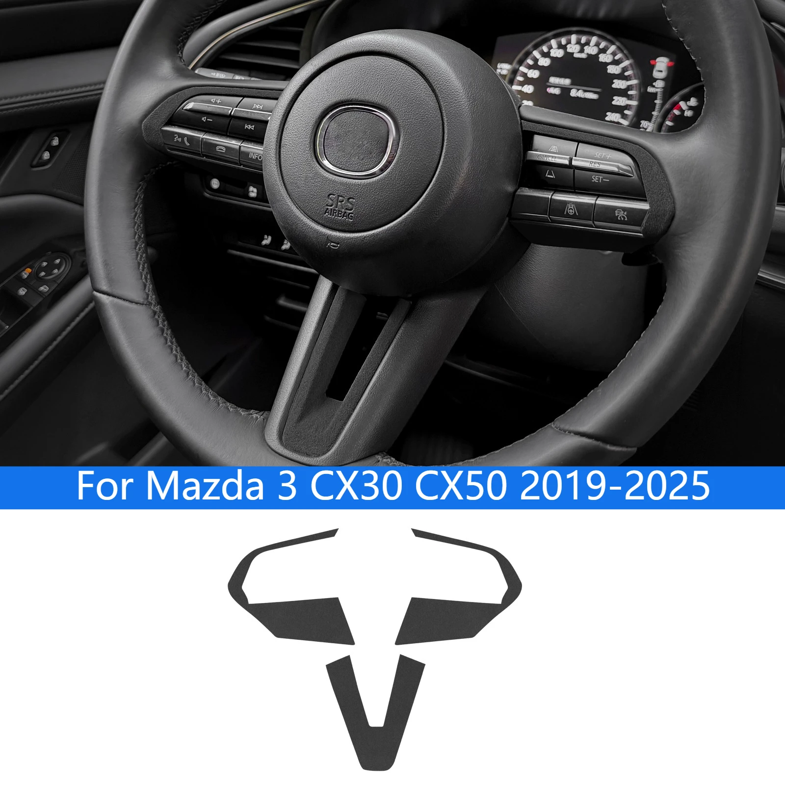 Suede Steering Wheel Trim Cover For Mazda 3 CX30 CX50 2019-25 Button Frame Lower Jaw Interior Anti-Scratch Decor Car Accessories