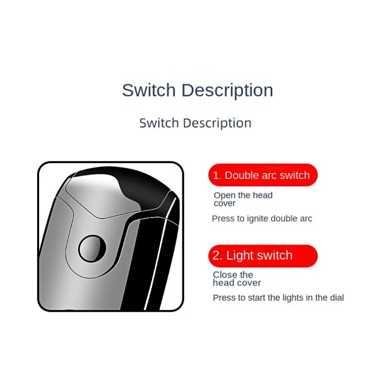 Creative Colorful Lights Watch Smart Dual Arc Rechargeable Lighter Creative Metal Windproof Cigarette Lighter，gift for man