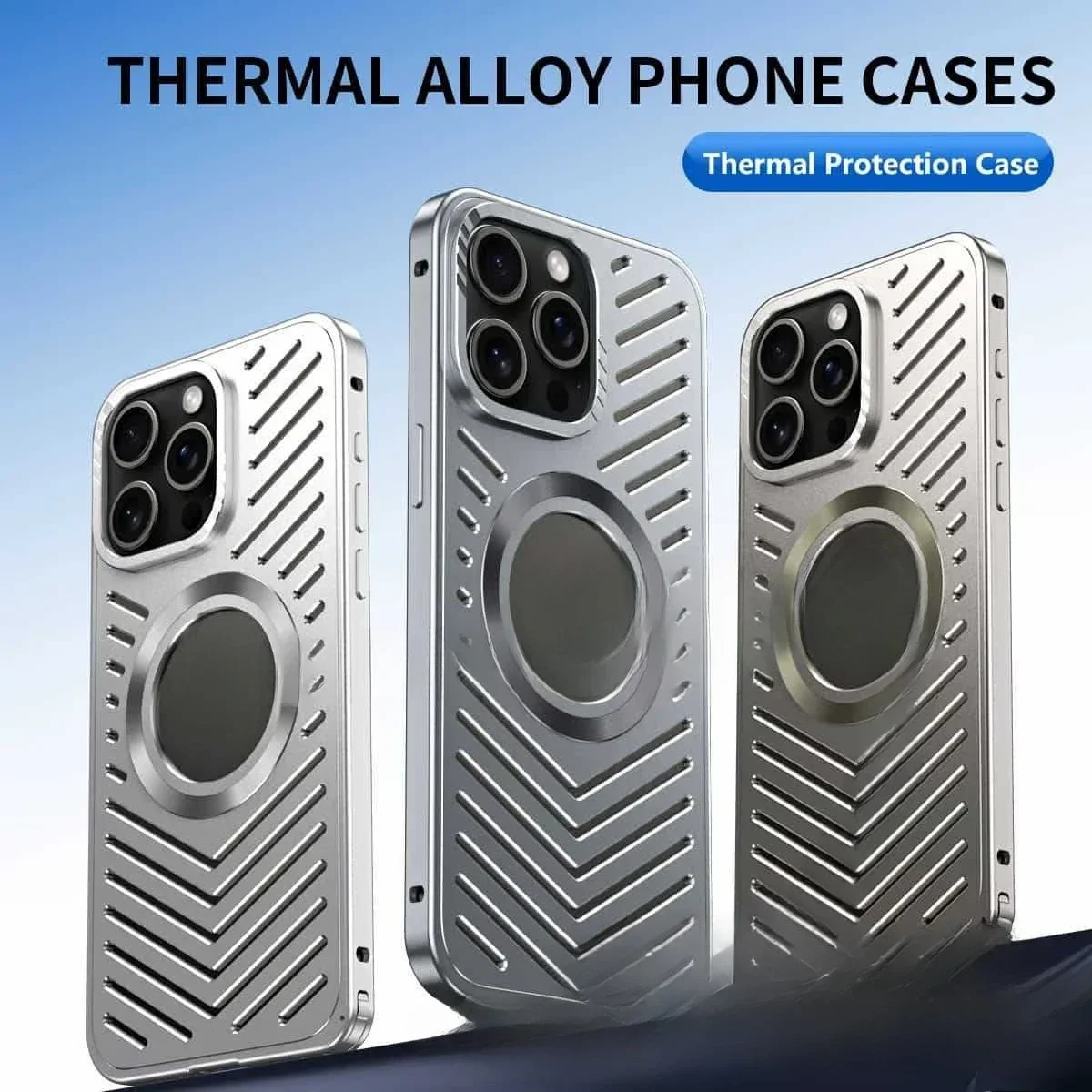 All-metal heat dissipation magnetic attraction is suitable for iPhone16 mobile phone case elastic buckle hollow and