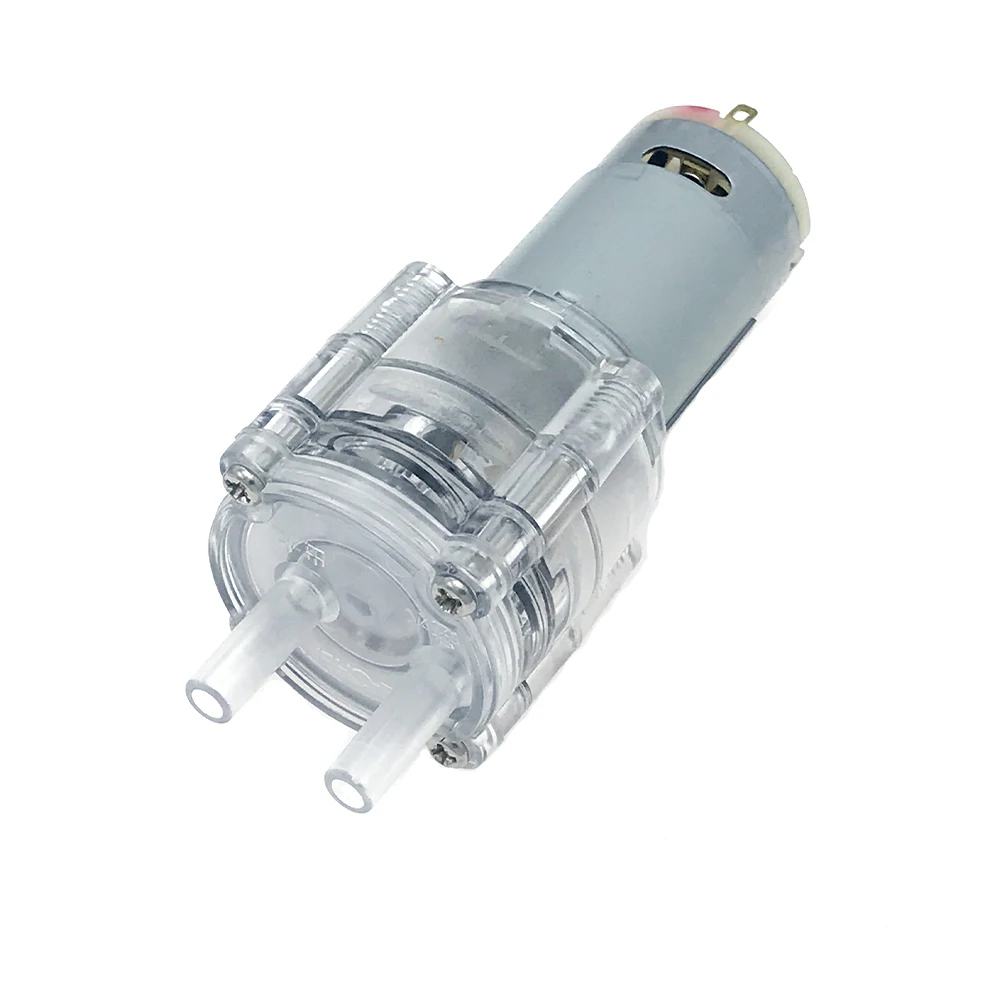 DC 7.4V 12V 24V mini samozasysająca pompa wodna mikro przezroczysta głowica pompy 395 silnik 84L/H 96L/H duży przepływ wyciszenie pompy membranowej