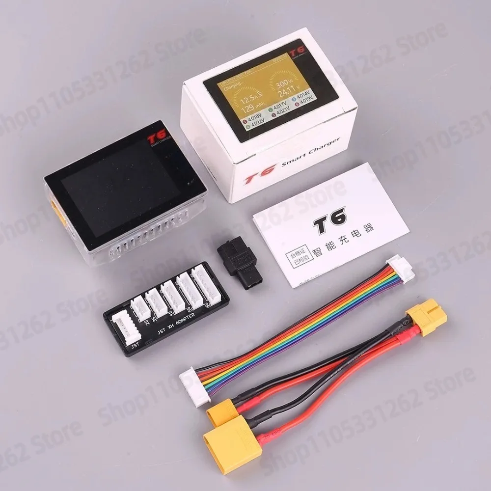 T6 300W 15A DC/PD Smart Balance Charger 1-6S LiPo LiHV for FPV Drone RC Car Battery