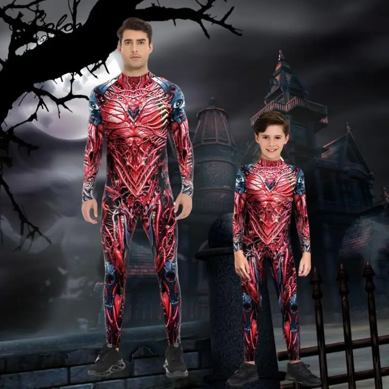 

Halloween Cosplay Costume Boy Girls Skeleton Print Jumpsuits Scarier Party Bodysuit Family Matching Outfits Unisex Clothes