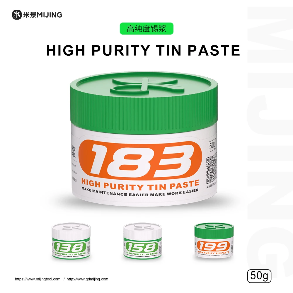 

Mijing High Purity Tin Welding Flux Soldering Pasteb 138/158/183/199 ℃ Mobile Phones Motherboard Middle Layer Repair Solder Past