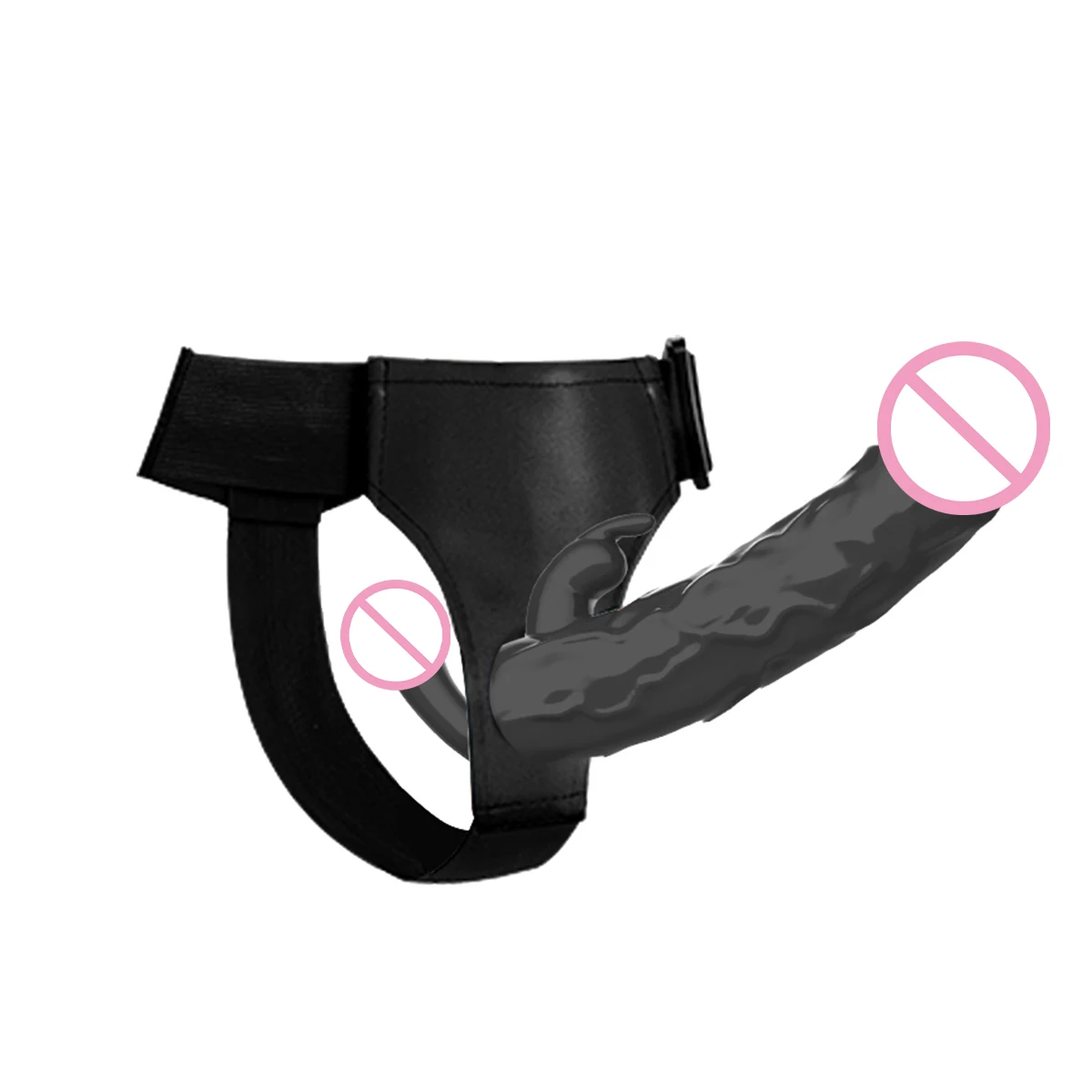 2 in 1 Silicone Double Head Strap on Dildo Rabbit Shape, Detachable Head, Wearable Adult Sex Toy for Men Women view 4