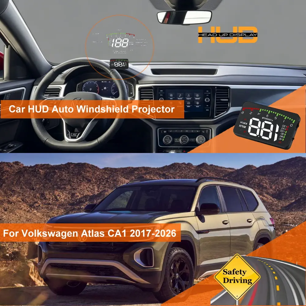 

Car HUD Head Up Display For Volkswagen VW Taos DN1/Atlas CA1/Tayron DN 2017-2026 Auto Windshield Projector Accessories
