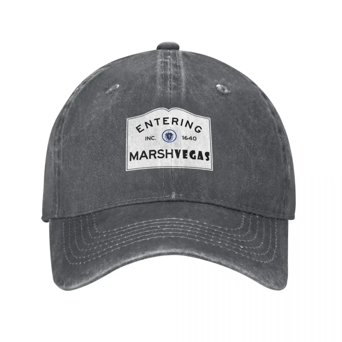 Entering MarshVegas Road Sign - Aka Marshfield, Massachusetts Baseball Cap Birthday Ball Cap Men's Hats Women's