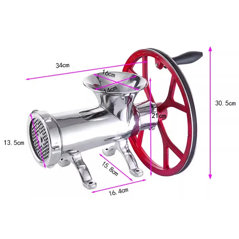 32# Stainless Steel Manual Pully Meat Grinder Mincer Beef Pepper Grinding Machine For Dogs or Animals People Kitchen Use view 2
