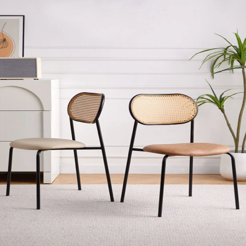 Modern And Minimalist Rattan Woven Dining Chairs For Household Use Designed With Iron Craftsmanship Chair For Dining Tables