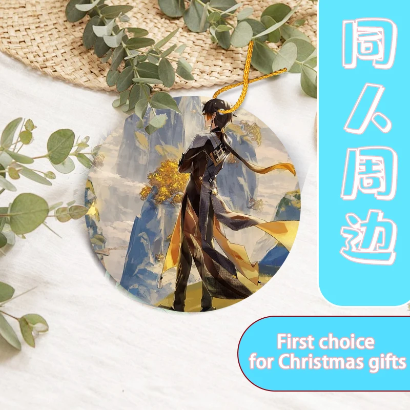 Anime surrounding,Venti,zhongli ,Kamisato Ayaka,Car pendant,acrylic,home,Desktop,Window decoration,Gift for Genshin Impact lover