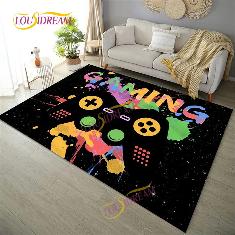 Gamepad pattern Multi Size  Printed Flannel Rug Soft Bedroom  Decor Play Non-Slip carpet Office chair area rug for living room