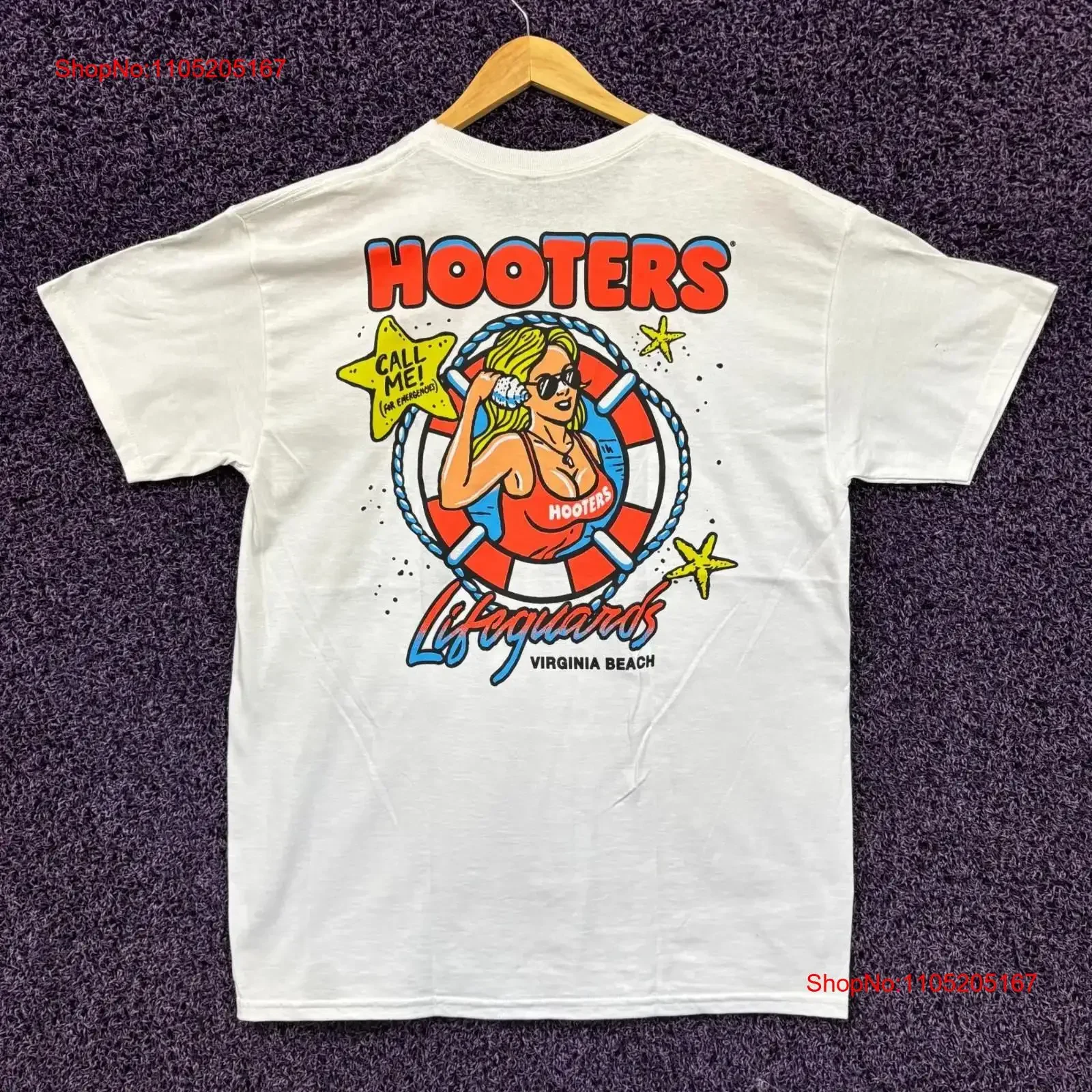 Hooters Lifeguards Virginia Beach T shirt size large vintage Washed Versatile Stylish Top For Everyday Wear fashion Breathable