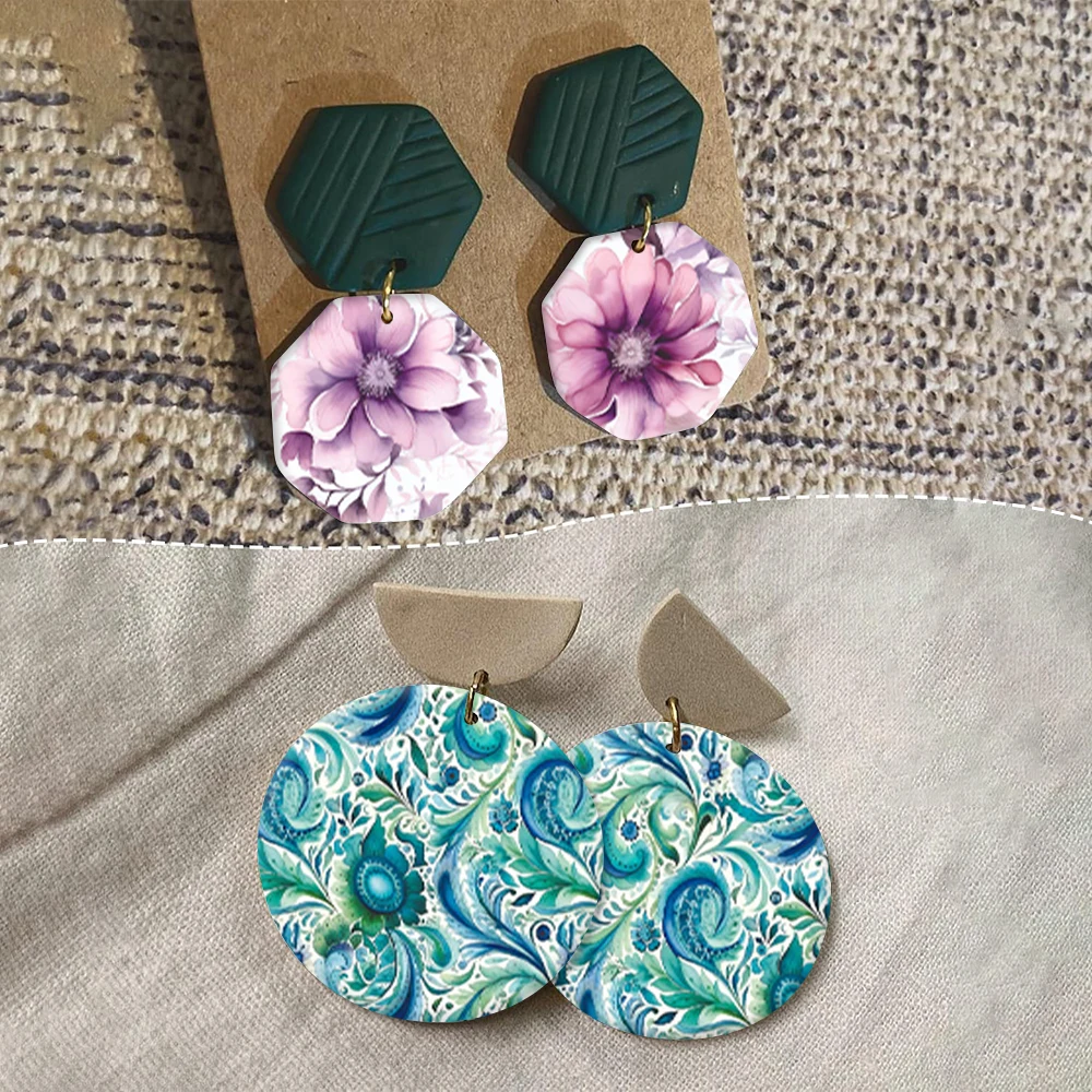 بوليمر كلاي نقل ورقة ملصقات المتاح الهندباء ديزي زهر أوراق الشجر ندفة الثلج تصميم DIY بها بنفسك القرط الهدايا 2025 جديد #5